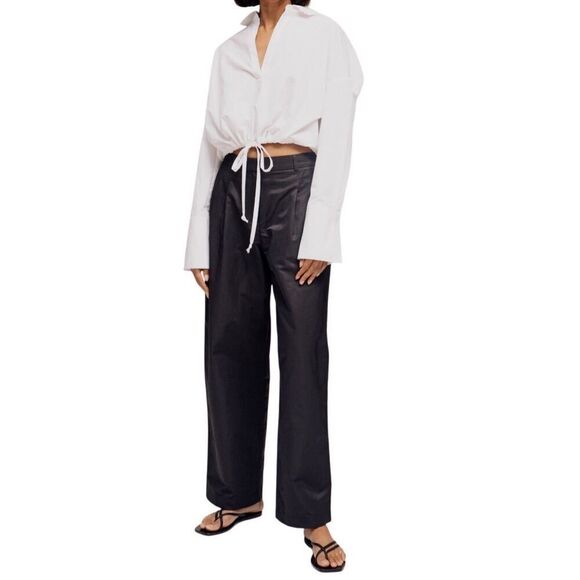 MIJEONG Black Elastic Waist Wide Leg Pants S - Picture 6 of 7